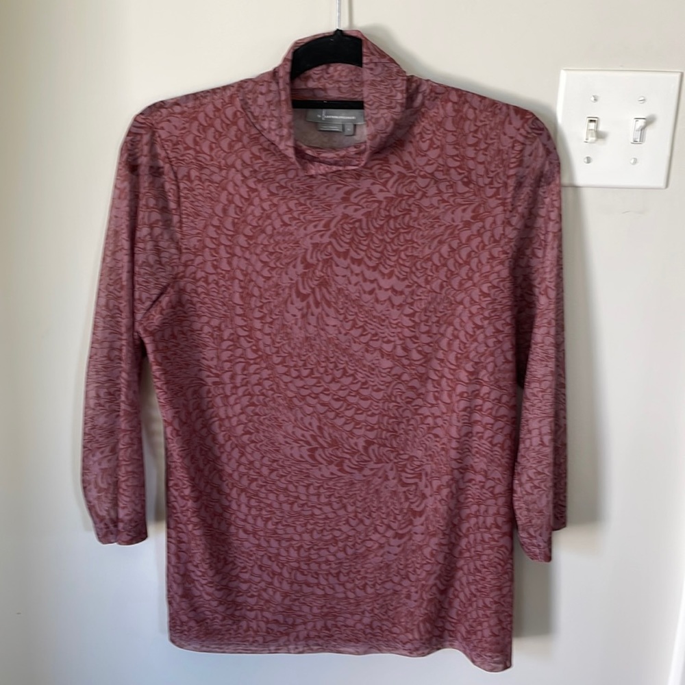 Anthropologie Sheer Mock Neck Top size L